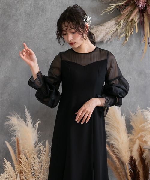 birei パーティードレス ドレス スリーブコンシャスシフォンドレス