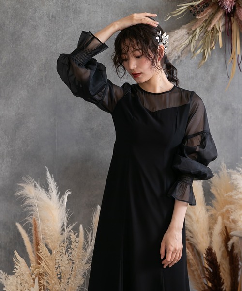 birei パーティードレス ドレス スリーブコンシャスシフォンドレス