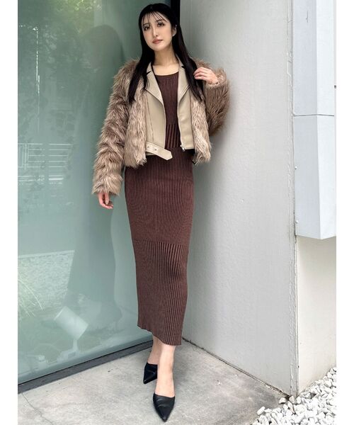 GYDAワンピース☆179 GYDA ワンピース ロングリブswitchingニットワンピース