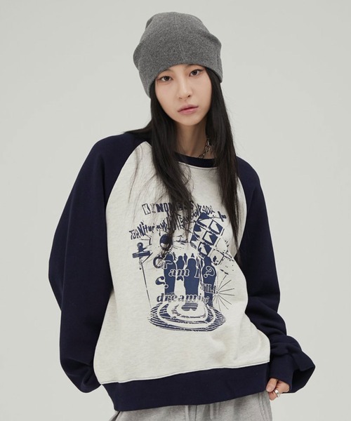 トレーナー スウェット A'GEM/9 × .kom 「ACOVER/オコボ」 Dreaming Raglan Sweats shirt/ドリーミング