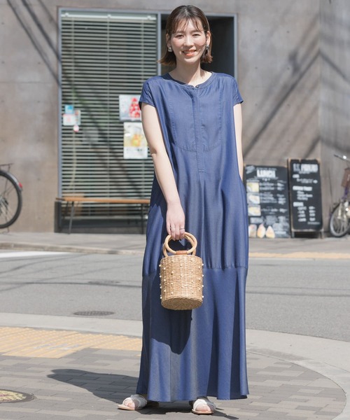 「F by ROSSO」 ノースリーブワンピース 38 ライトブルー レディース_画像3