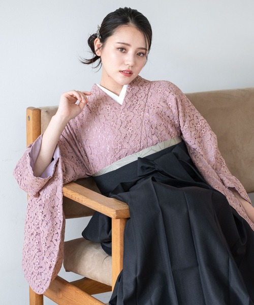 着物 卒業式 レース生地が優美なレディース袴4点セット （着物・襦袢・下帯・袴） レディース_7
