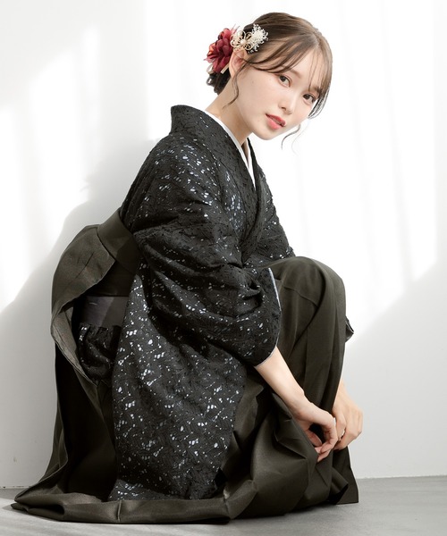 着物 卒業式 レース生地が優美なレディース袴4点セット （着物・襦袢・下帯・袴） レディース_15