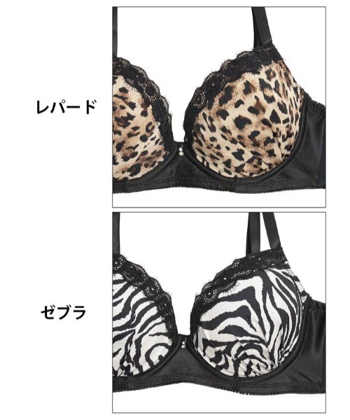 ブラジャー ショーツセット 脇高マット レーシィ アニマル 脇高