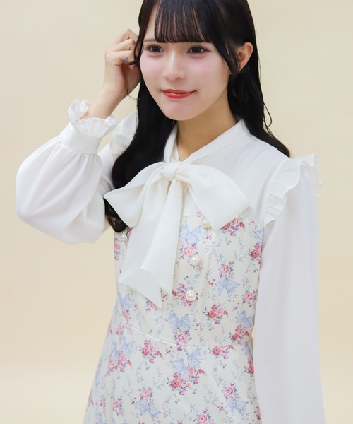 axes femme ワンピース　リボン　ブラウス axes femme POETIQUE ワンピース リボンブーケボウタイ