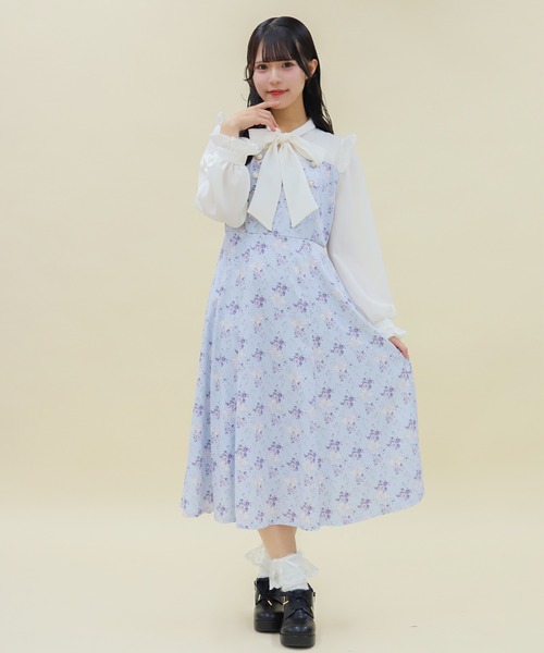 axes femme POETIQUE ワンピース リボンブーケボウタイワンピース