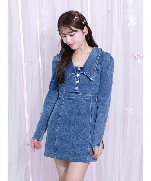 【新品未使用・完売品】　EATME デニム半袖ワンピース EATME ワンピース カットアウトデニムワンピース : ZOZOTOWN