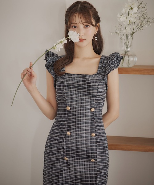 sugar nine ワンピース 「ワンピース」ツイードチェックフリル  