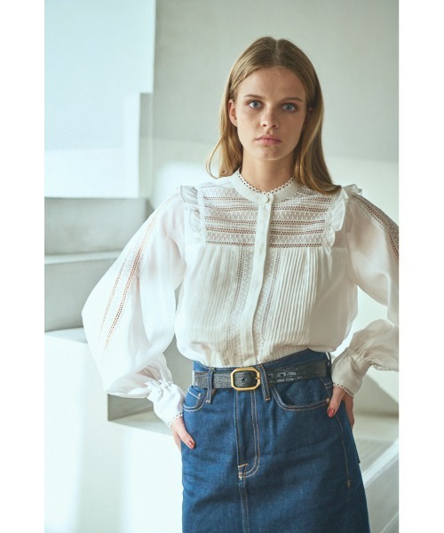 ブラウス シャツ Alila Blouse スタンドボーダーレースBL レディース