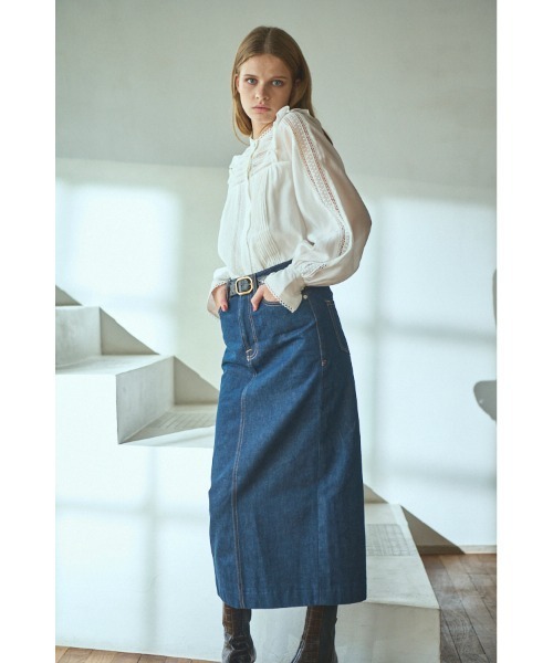 現行品 エステラケー Alila Blouse スタンドボーダーレースブラウス セール】Alila Blouse スタンドボーダーレースBL（シャツ