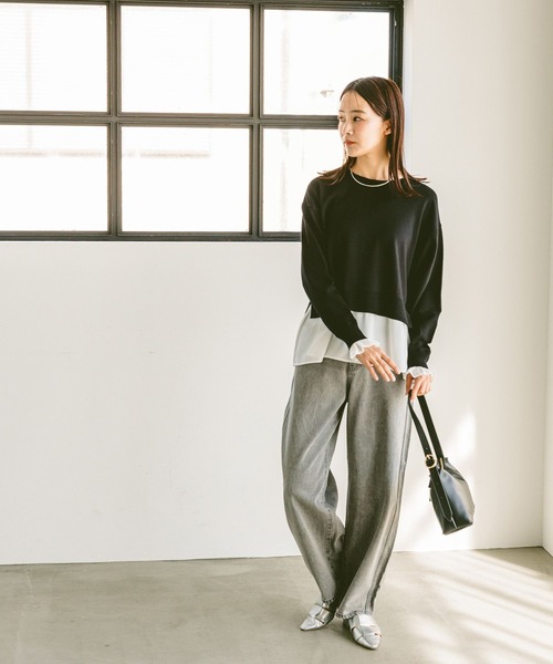 okokworksさま専用 GLOBAL WORK（グローバルワーク） ニット セーター 布帛ドッキングプル
