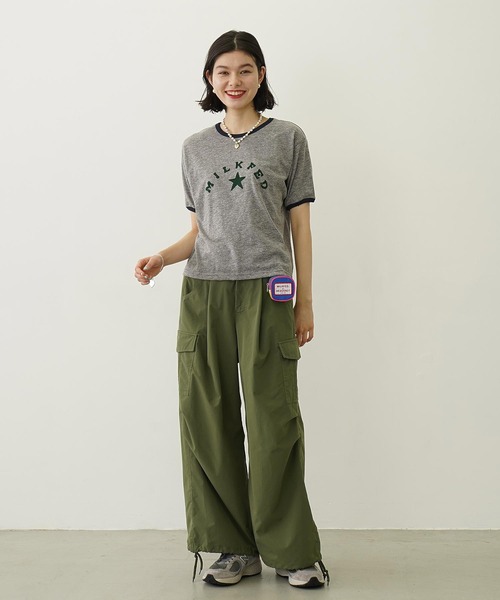 ミルクフェド レディース 半袖Tシャツ リンガーTシャツ トップス おすすめ ブランド | MILKFED. LOGO AND STAR FLOCKY PRINT RINGER TEE【103252013003】 爆買 MILKFED. ミルクフェド レディース 半袖Tシャツ リンガーTシャツ