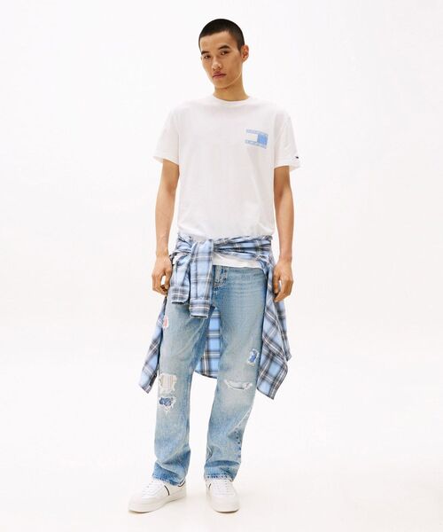 [ ] ペイズリー フラッグ Tシャツ (blue) TOMMY JEANS tシャツ レギュラーペイズリーフラッグTシャツ