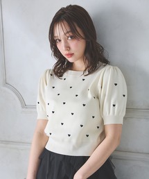 INGNI ニット セーター クルーネックハート刺繍ニット