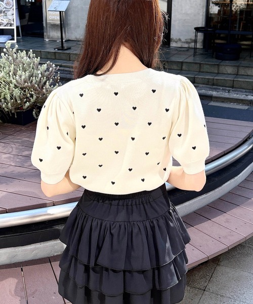 INGNI ニット セーター クルーネックハート刺繍ニット