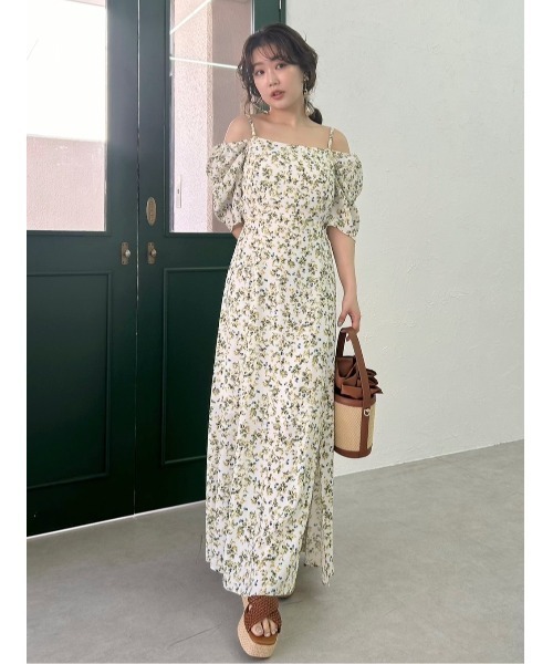 FRAY I.D ワンピース フルーツプリント2wayオフショルワンピース