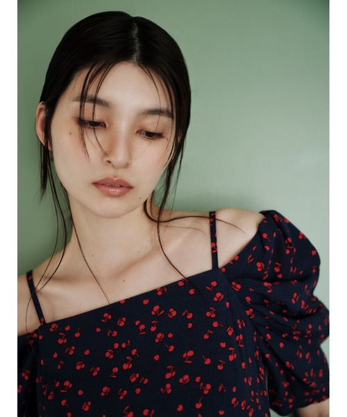 FRAY I.D ワンピース フルーツプリント2wayオフショルワンピース