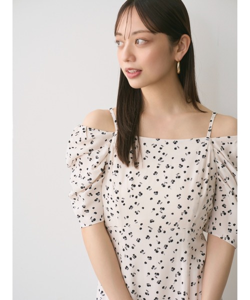 ワンピース フルーツプリント2wayオフショルワンピース 花柄ワンピース