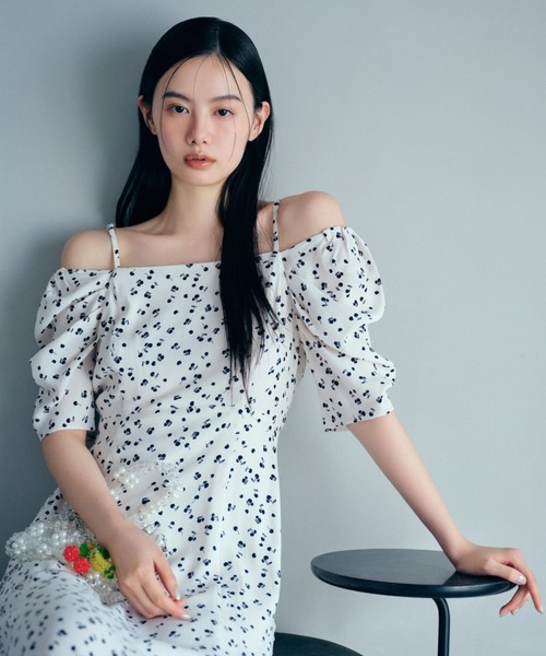 フルーツプリント2wayワンピース FRAY I.D ワンピース フルーツプリント2wayオフショルワンピース
