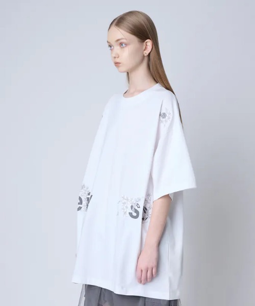 AHOPEHEMP DEADDYE ロングTシャツ　きなり&ブルー Sサイズ セール】Over size drape regular coller shirt / オーバー