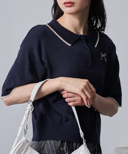 【美品】Dior 18ss BEE刺繍入り ボーダー ニットポロシャツ S 美品】Dior 18ss BEE刺繍入り ボーダー ニットポロシャツ S トップス