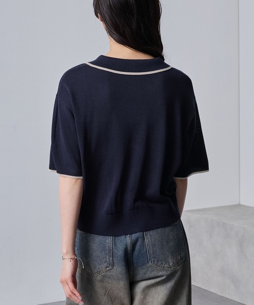 SINSS ステッチニットポロシャツ xs ブルー SINSS ステッチニットポロシャツ xs ブルー - メルカリ