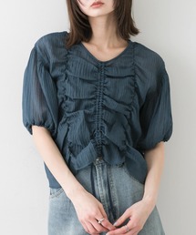 ブラウス シャツ シャーリングブラウス(5分袖) レディース｜ZOZOTOWN Yahoo!店