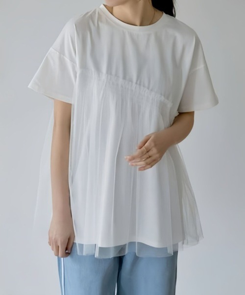 tシャツ バイヤスチュールドッキングＴシャツ レディース