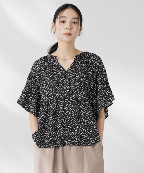nano・universe - ナノユニバース ドットブラウス新品 NANO universe ブラウス シャツ ランダムドットプリーツブラウス