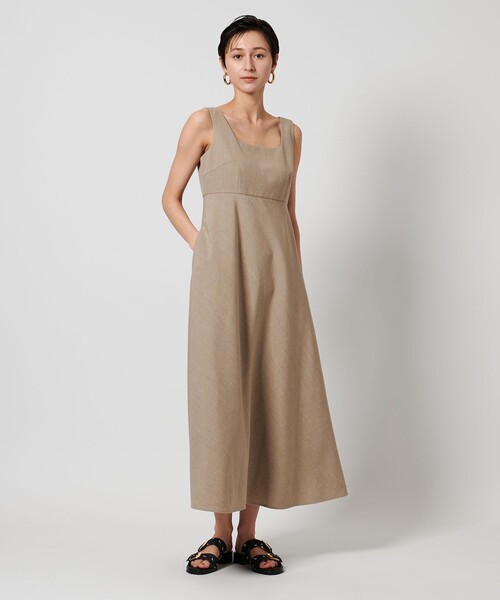 【Beauty&youth】リネンライク ティアードノースリーブワンピース Beauty&youth】リネンライク ティアードノースリーブワンピース