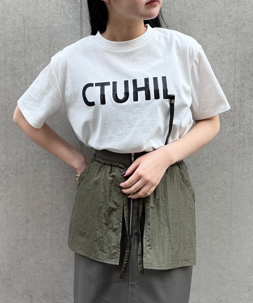 tシャツ 「＆g'aime」ロゴレザーベルトTシャツ　Logo Belted Tee レディース