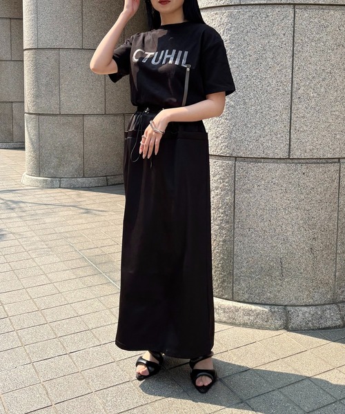 tシャツ 「＆g'aime」ロゴレザーベルトTシャツ　Logo Belted Tee レディース &g'aime tシャツ 「＆g'aime」ロゴレザーベルトTシャツ Logo