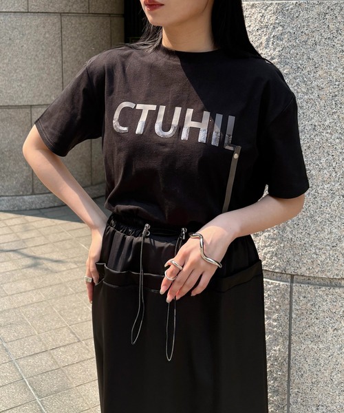 tシャツ 「＆g'aime」ロゴレザーベルトTシャツ　Logo Belted Tee レディース &g'aime tシャツ 「＆g'aime」ロゴレザーベルトTシャツ Logo