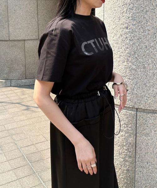 tシャツ 「＆g'aime」ロゴレザーベルトTシャツ　Logo Belted Tee レディース &g'aime tシャツ 「＆g'aime」ロゴレザーベルトTシャツ Logo