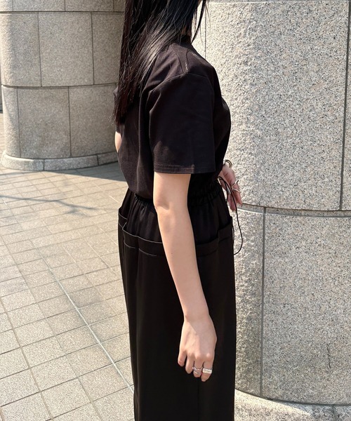 &g'aime tシャツ 「＆g'aime」ロゴレザーベルトTシャツ Logo