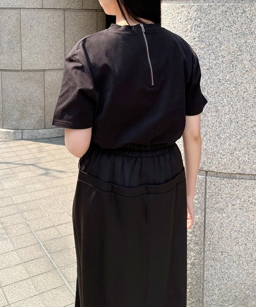 アンジェム / ロゴレザーベルトTシャツ セール】【&g'aime】ロゴレザーベルトTシャツ Logo Belted Tee