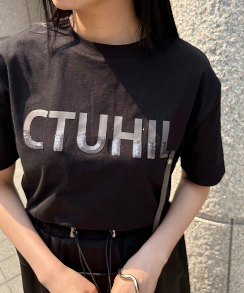 &g'aime tシャツ 「＆g'aime」ロゴレザーベルトTシャツ Logo