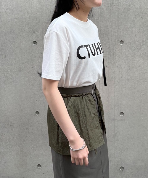 &g'aime tシャツ 「＆g'aime」ロゴレザーベルトTシャツ Logo
