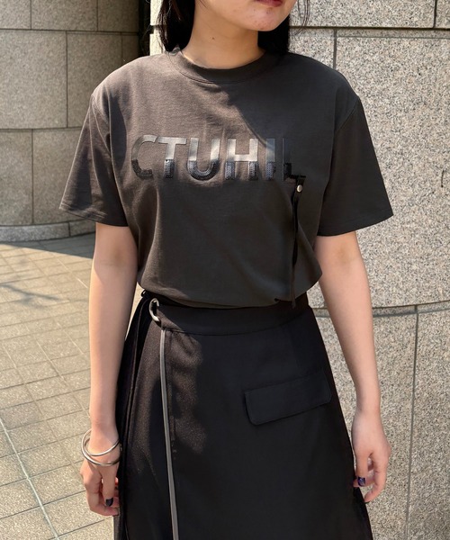 tシャツ 「＆g'aime」ロゴレザーベルトTシャツ　Logo Belted Tee レディース &g'aime tシャツ 「＆g'aime」ロゴレザーベルトTシャツ Logo