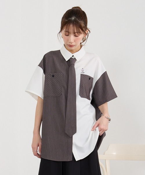 ブラウス シャツ アニマル刺繍オーバーシャツ レディース