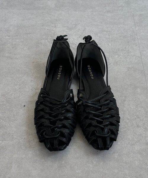 DouDou パンプス レースアップフラットパンプス : ZOZOTOWN