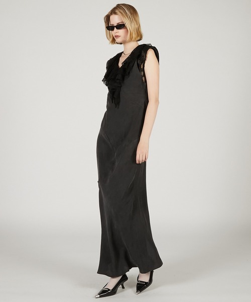 【N】BRIEFING ブラック ワンピース ≪通常販売≫no-sleeve gather one piece（ノースリーブギャザー
