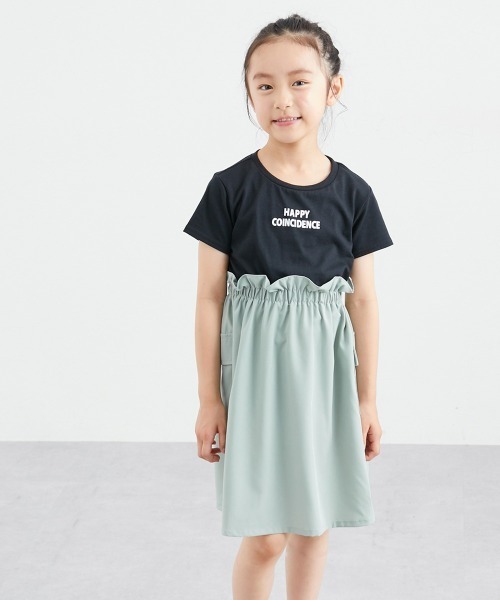 ワンピース さらさら素材ドッキングカーゴ半袖ワンピース キッズ 子供