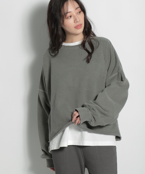 トップス niko niko and…（ニコアンド） スウェットカットソー FREE グリーン