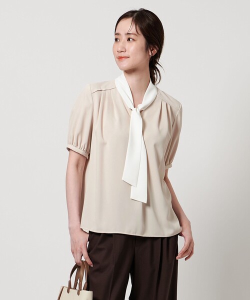新品 UNITED ARROWS ボウタイ ショートスリーブ ブラウス UNITED ARROWS ブラウス シャツ ボウタイ ショートスリーブ