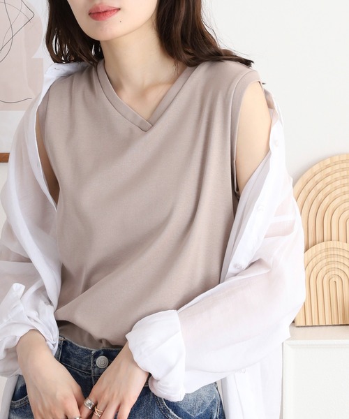atONE（アットワン） スマホショルダー tシャツ Vネックノースリーブ