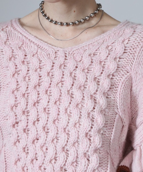 ニット セーター ROSE BUD KNIT レディース ROSE BUD ニット セーター (mici)Decorative cable knit