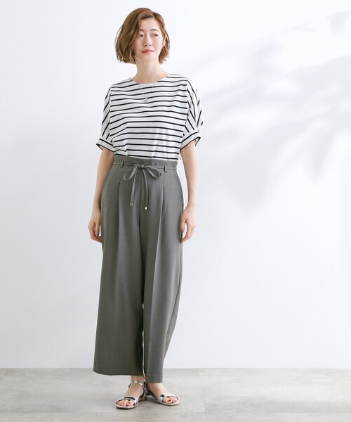 BRIEFING ストレッチハイウエストワイドクロップドパンツ　グレーS grove（グローブ） ワイドパンツ パンツ 美バランスが叶う ハイ