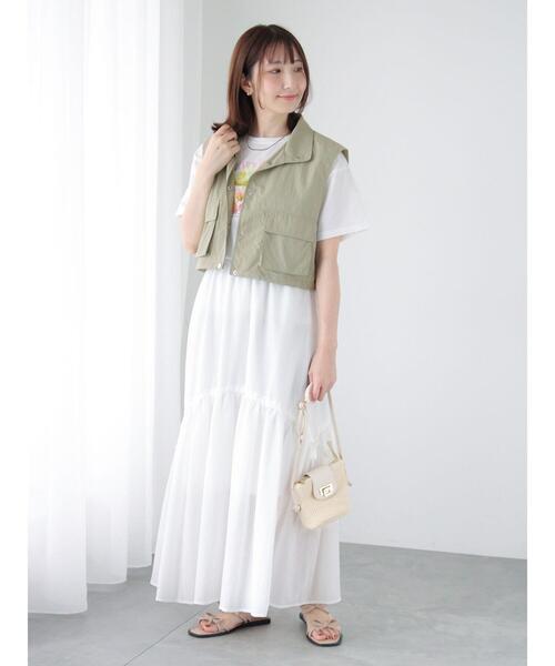 HER ショートベスト Te chichi TERRASSE ベスト ジレ ナイロンショートベスト レディース
