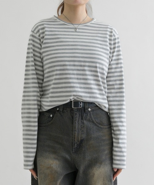 seesee yesgoodmarket ボーダーロングスリーブ 日本製】ボーダー柄ボートネックロングスリーブTシャツ | TEIJIN